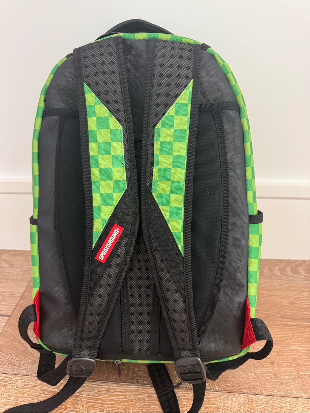 Sprayground x Rick and Morty “Fire Rick” backpack in green checker colorway - Picture 2 of 5